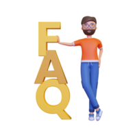 3D Character with FAQ Letters