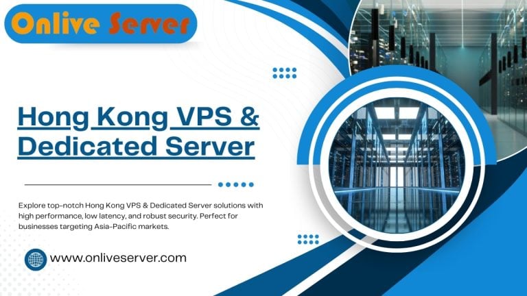 A promotional banner for Hong Kong VPS & Dedicated Server Hosting, featuring a data center image and a call-to-action.