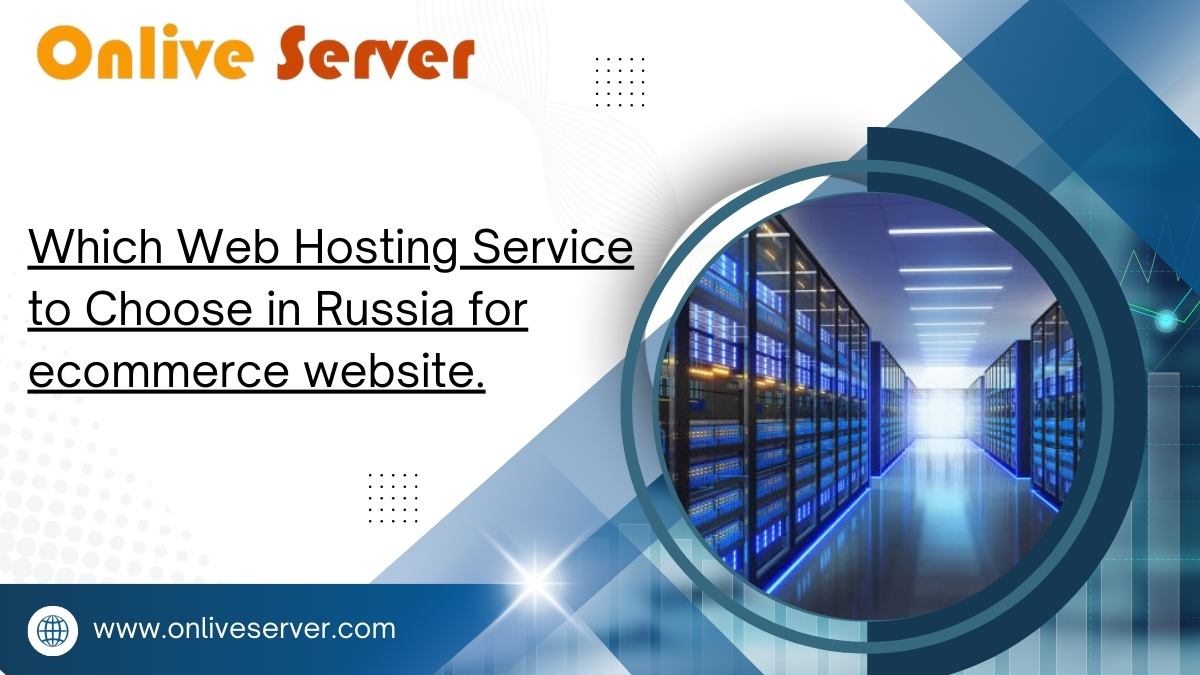 A promotional banner asking "Which Web Hosting Service to Choose in Russia for eCommerce website?" with a data center image.