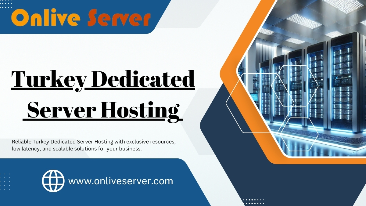 A promotional banner for Turkey Dedicated Server Hosting, featuring a data center image and a call-to-action.