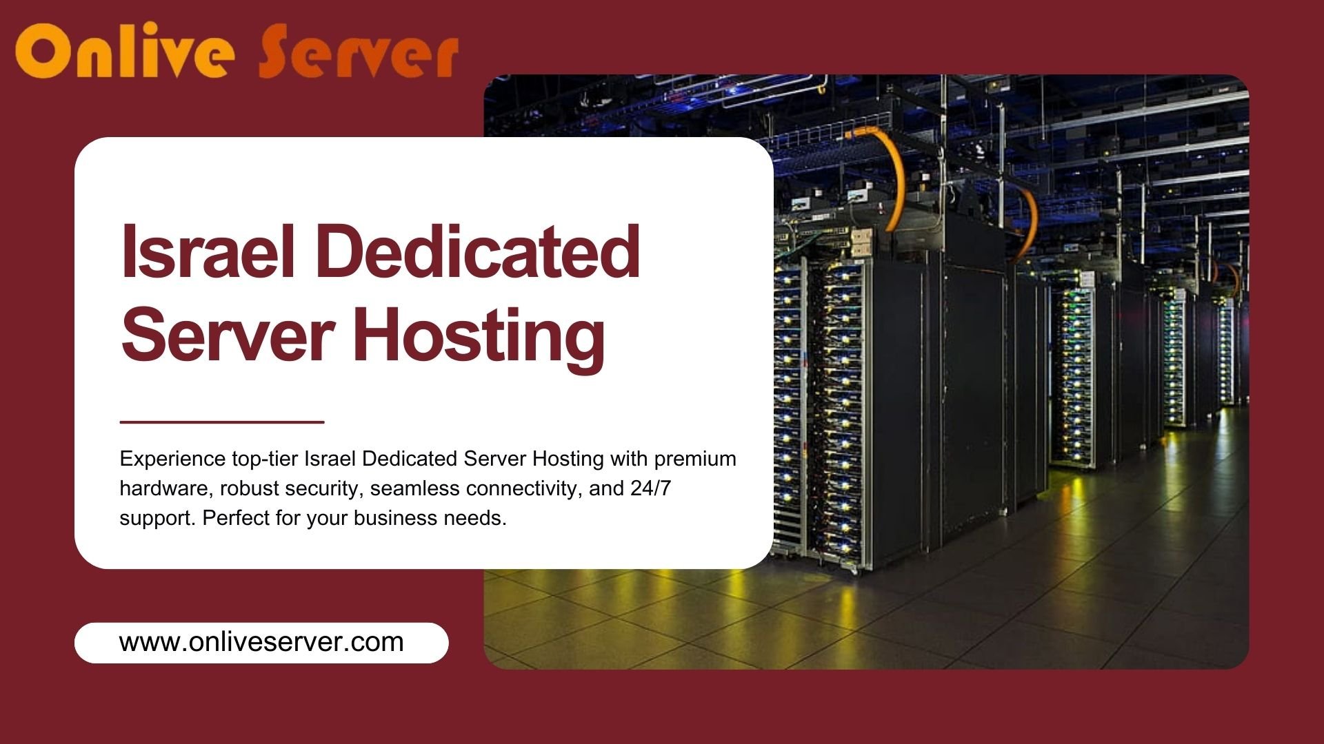 Server racks in a data center with glowing lights and wires, symbolizing Israel Dedicated Server Hosting.