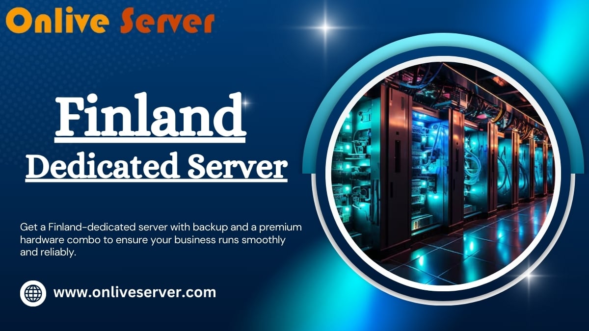 Data center with server racks and blue lighting, representing Finland Dedicated Server hosting.