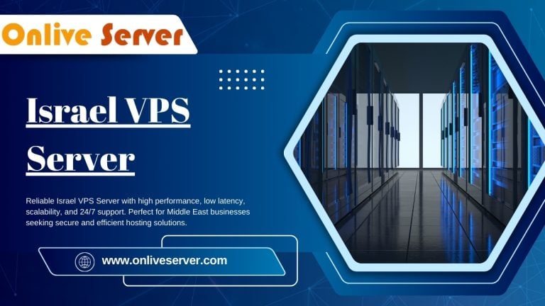 A promotional banner for Israel VPS Server, featuring a data center image and a call-to-action.