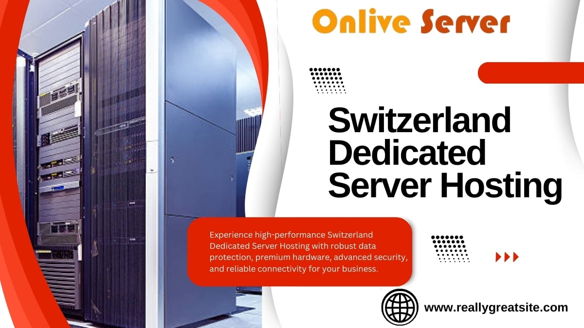 A promotional banner for Switzerland Dedicated Server Hosting, featuring a data center image and a call-to-action.