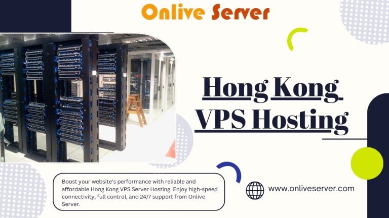 A promotional banner for Hong Kong VPS Hosting, featuring a data center image with racks and cables, along with a call-to-action.