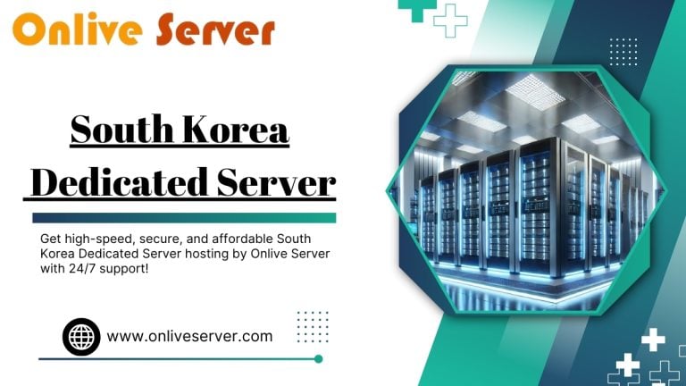 A promotional banner for South Korea Dedicated Server Hosting, featuring a server room image and a call-to-action.