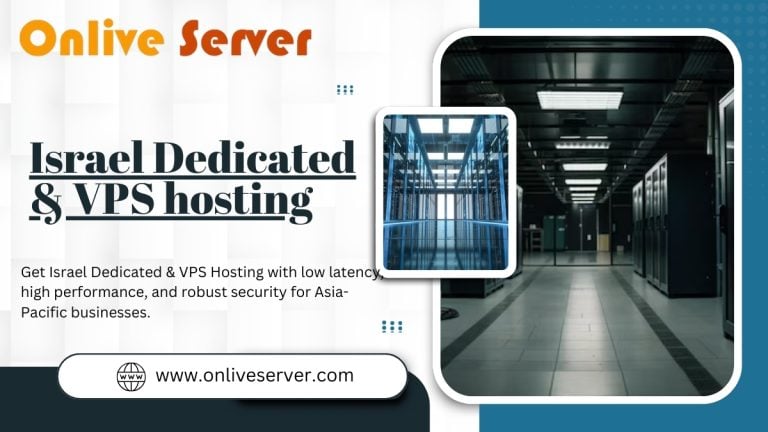 A promotional banner for Israel Dedicated & VPS Hosting, featuring a data center image and a call-to-action.