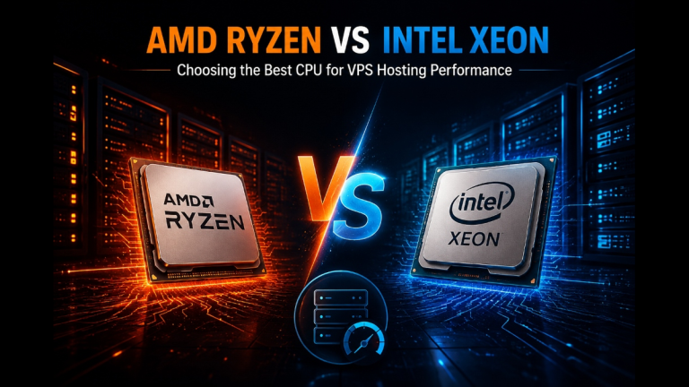 AMD Ryzen vs Intel Xeon: Choosing the Best CPU for VPS Hosting Performance featured image - Onlive Server