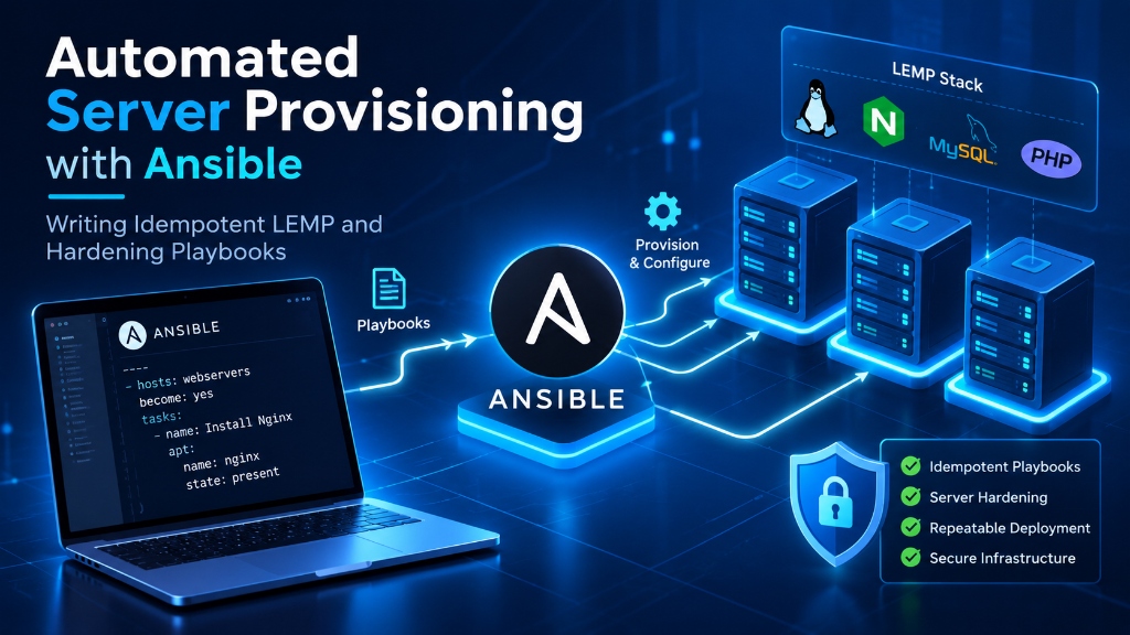 Automated Server Provisioning with Ansible - Writing Idempotent LEMP and Hardening Playbooks