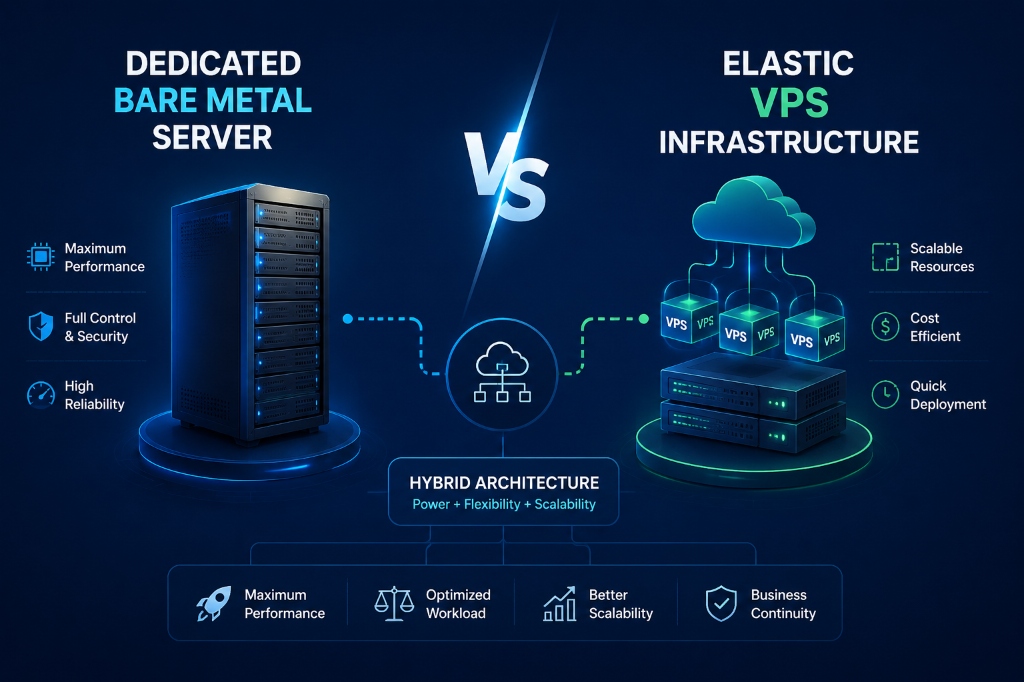 Hybrid Hosting Architecture Dedicated Bare Metal Server vs Elastic VPS