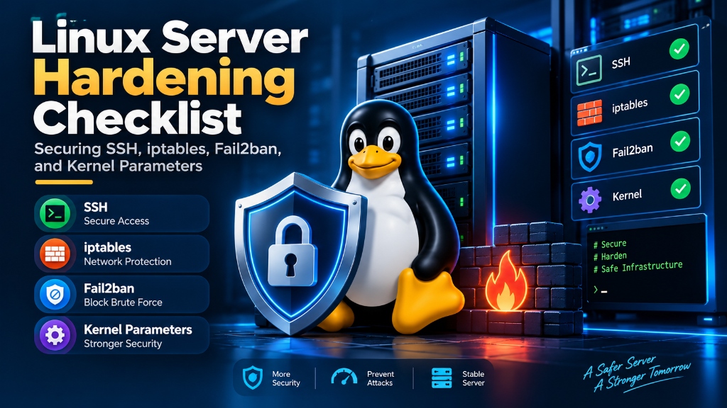 Linux Server Hardening Checklist - Securing SSH, iptables, Fail2ban, and Kernel Parameters