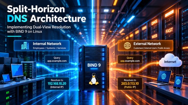 Split-Horizon DNS Architecture - Implementing Dual-View Resolution with BIND 9 on Linux