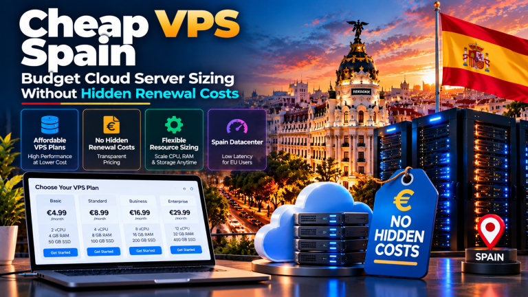 Budget cloud VPS resource allocation matrix illustrating dedicated vCPU slicing, unmetered bandwidth, and transparent pricing without renewal markups.