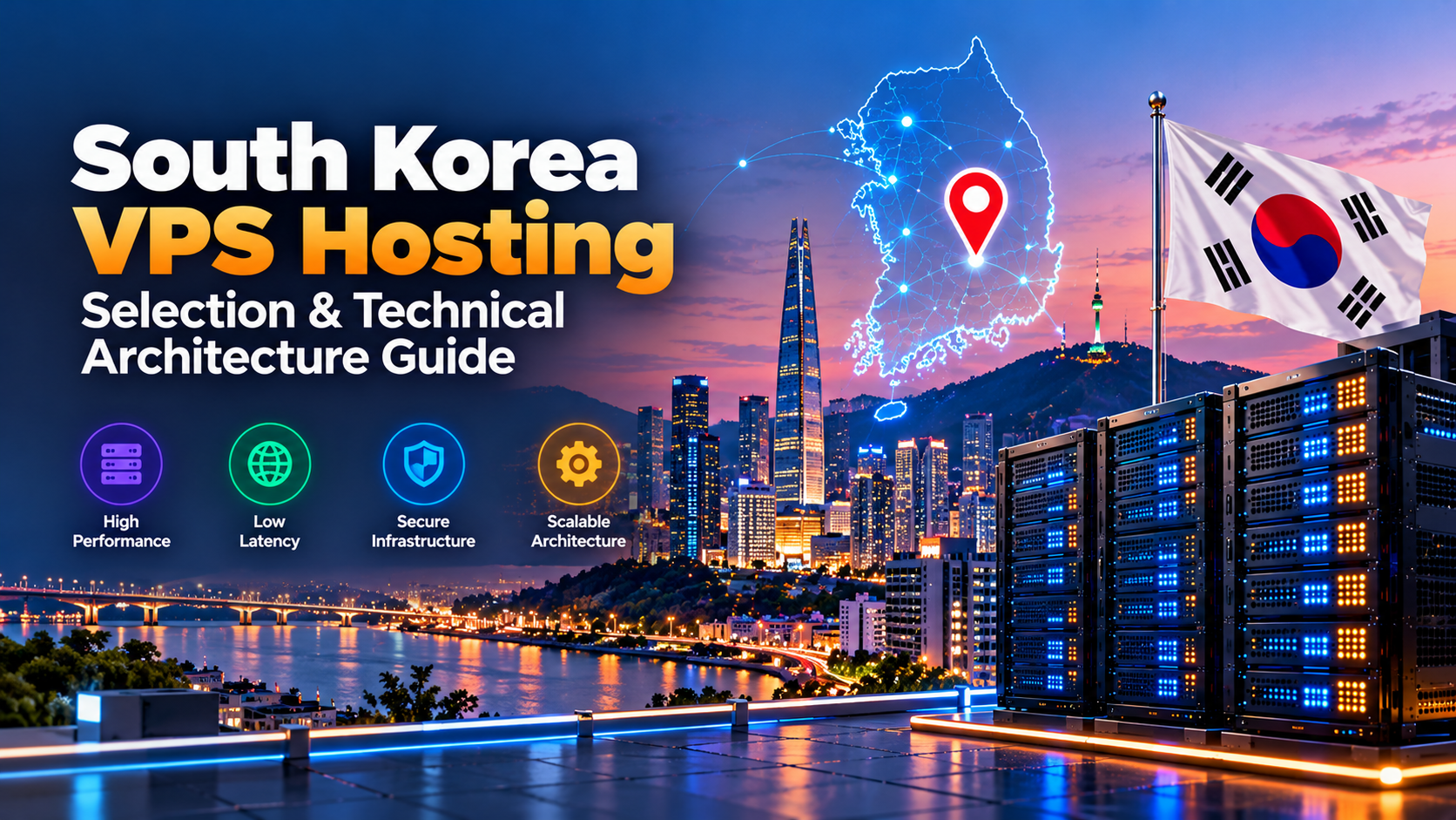 South Korea VPS server hardware architecture showing KVM virtualization and enterprise NVMe storage in Seoul datacenter