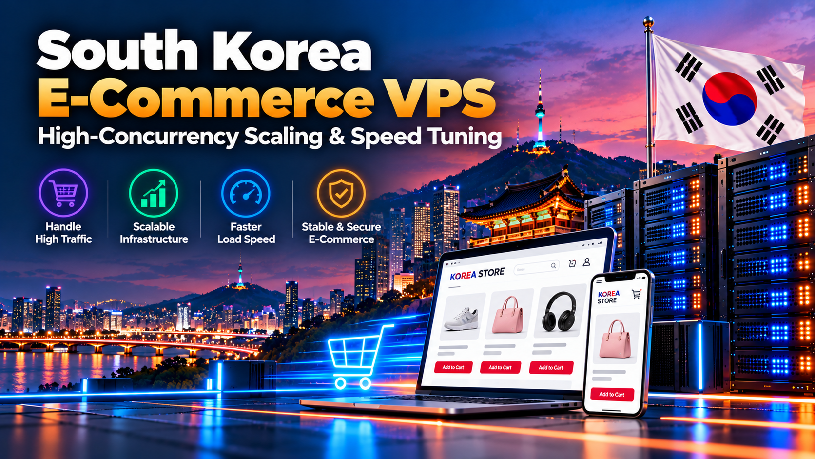 High-concurrency South Korea e-commerce VPS architecture optimized for Naver Shopping and Coupang traffic surges
