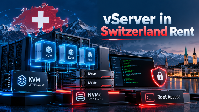 vServer in der Schweiz Mieten: KVM Virtualisierung, NVMe Speicher & Root Zugriff