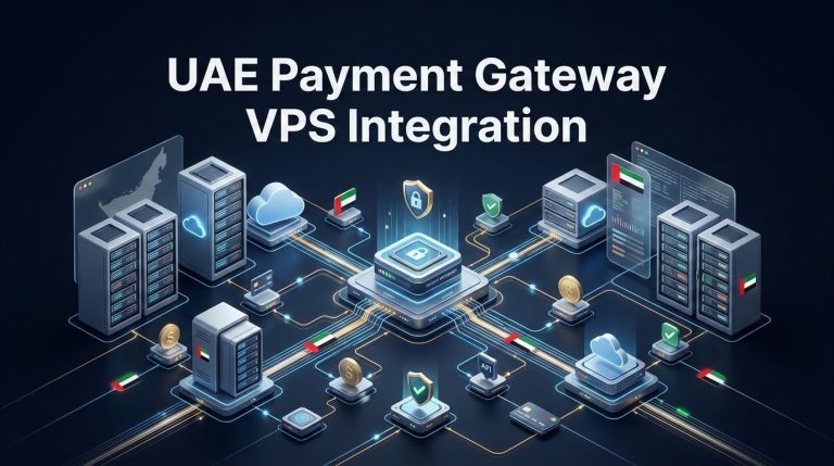 Payment gateway integration architecture showing PCI-DSS compliant server hardening and TLS encryption for UAE e-commerce checkout