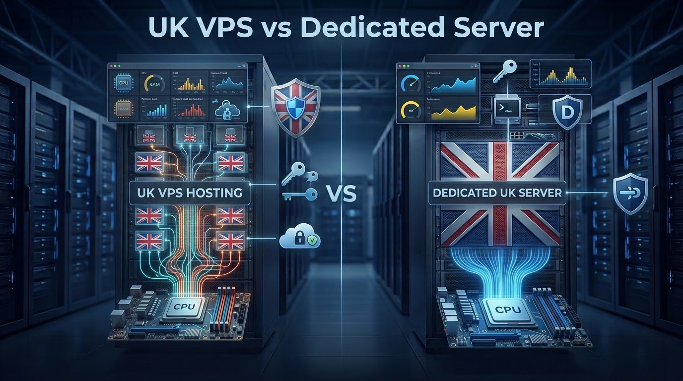 Infographic contrasting multi-tenant virtual server elasticity with dedicated bare-metal server single-tenant hardware performance