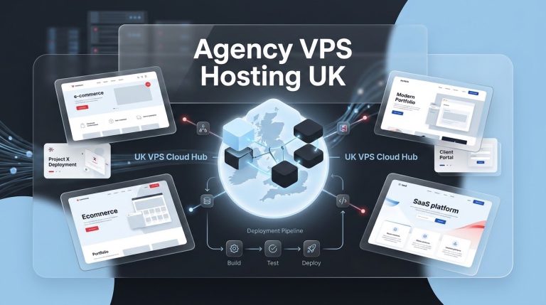 Multi-tenant agency server architecture showcasing secure account isolation and custom resource quotas for client websites