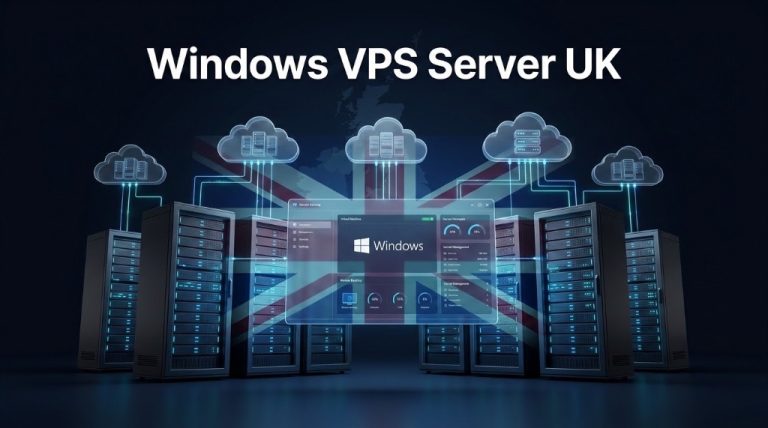 Windows VPS Server UK - Cloud Server Infrastructure with UK Flag