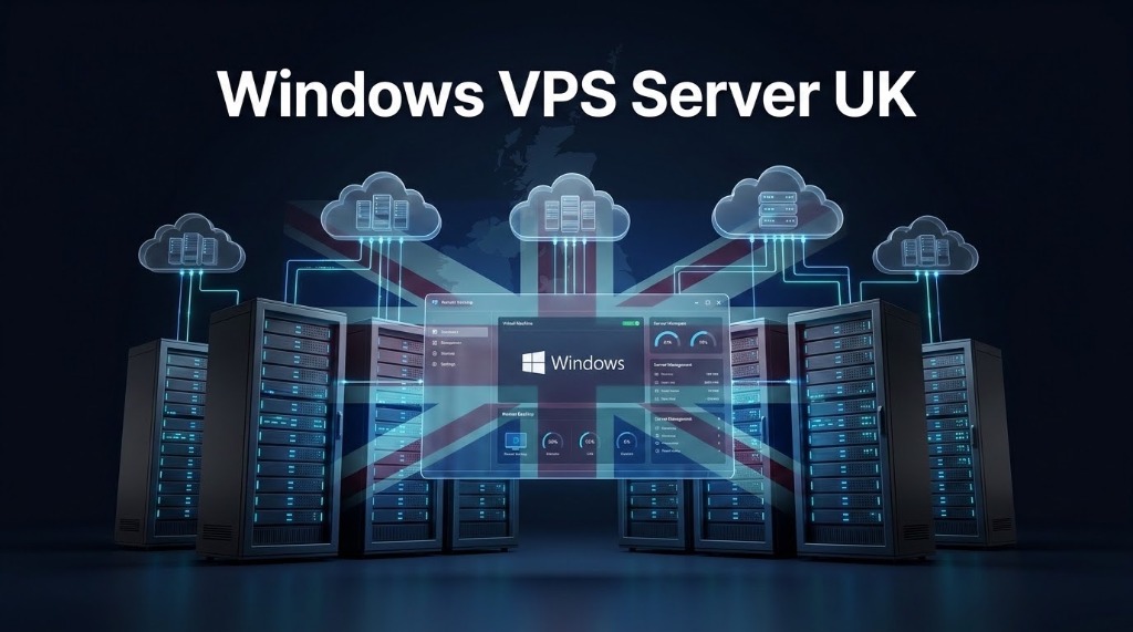 Windows VPS Server UK - Cloud Server Infrastructure with UK Flag